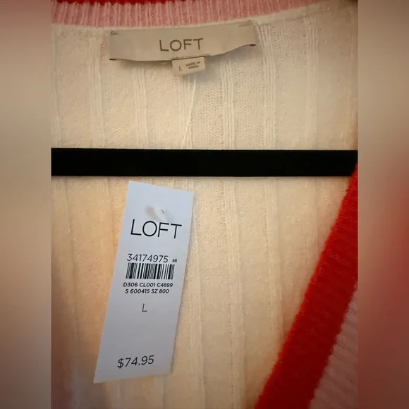 Loft Petite Puff Sleeve V-Neck Cardigan - Picture 4 of 4